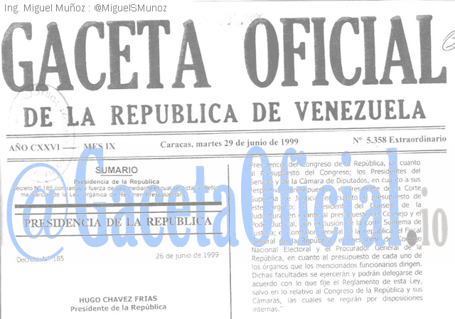 Gaceta Oficial 5358 del 29 Junio 1999