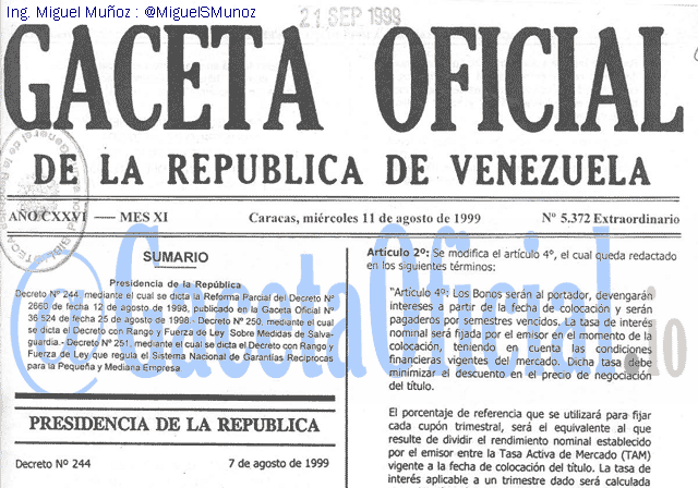 Gaceta Oficial 5372 del 11 Agosto 1999