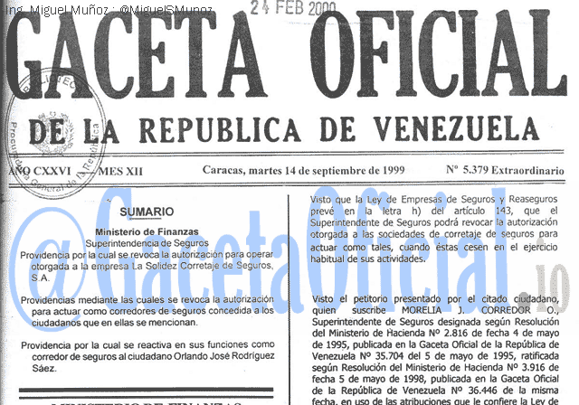 Gaceta Oficial 5379 del 14 Septiembre 1999