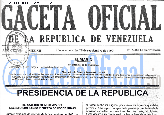 Gaceta Oficial 5382 del 28 Septiembre 1999