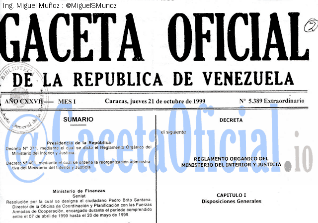 Gaceta Oficial 5389 del 21 Octubre 1999