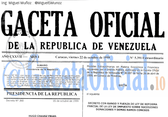 Gaceta Oficial 5391 del 22 Octubre 1999