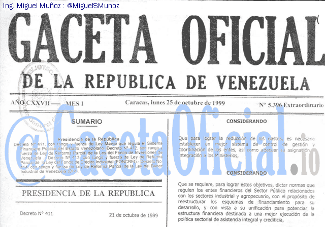 Gaceta Oficial 5396 del 25 Octubre 1999