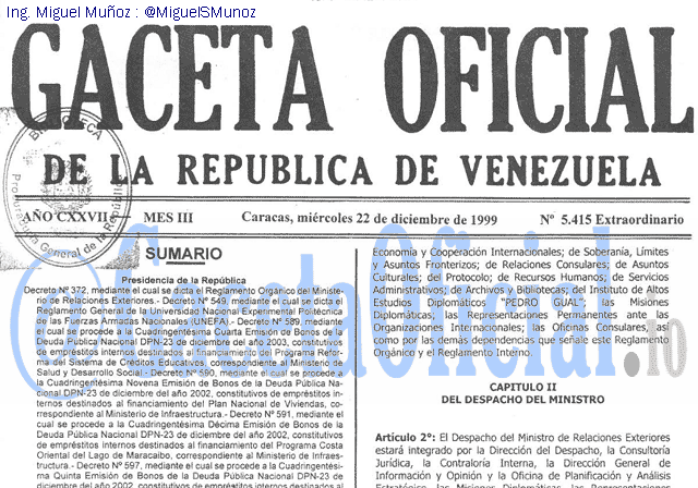 Gaceta Oficial 5415 del 22 Diciembre 1999