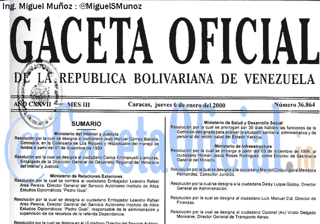 Gaceta Oficial 36864 del 6 Enero 2000