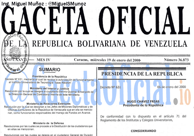 Gaceta Oficial 36873 del 19 Enero 2000