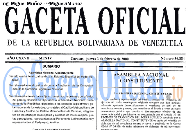Gaceta Oficial 36884 del 3 Febrero 2000