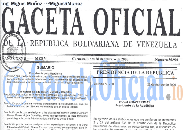 Gaceta Oficial 36901 del 28 Febrero 2000