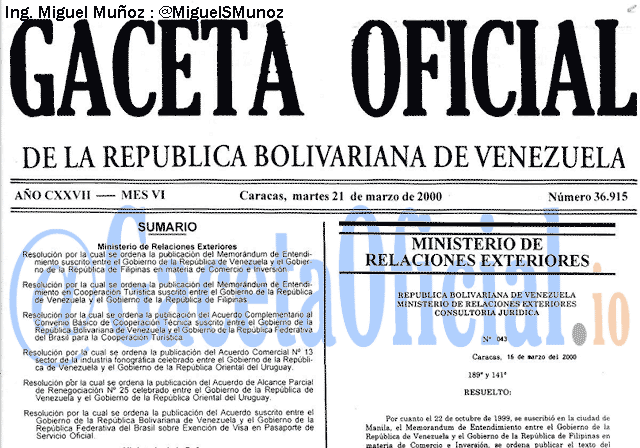 Gaceta Oficial 36915 del 21 Marzo 2000