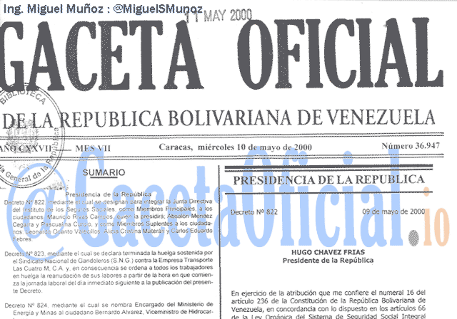 Gaceta Oficial 36947 del 10 Mayo 2000
