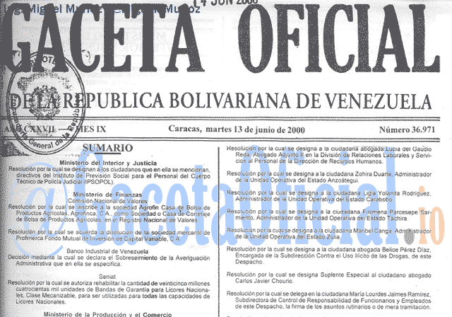 Gaceta Oficial 36971 del 13 Junio 2000