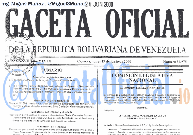 Gaceta Oficial 36975 del 19 Junio 2000