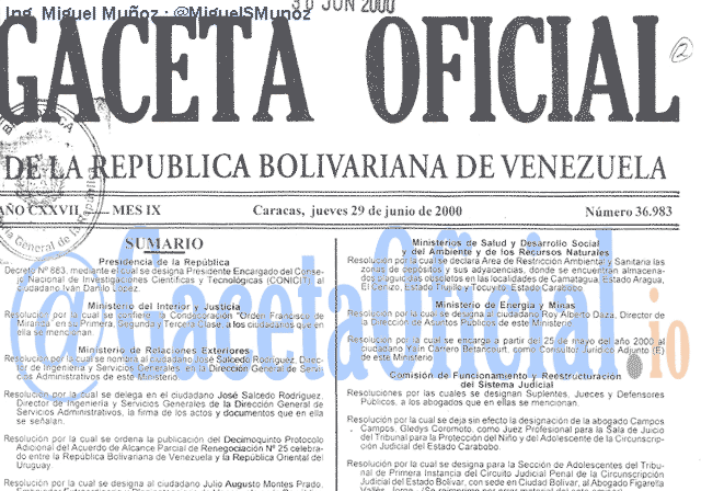 Gaceta Oficial 36983 del 29 Junio 2000