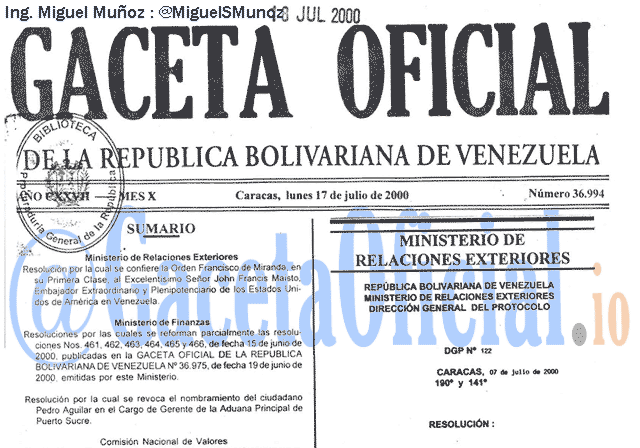 Gaceta Oficial 36994 del 17 Julio 2000