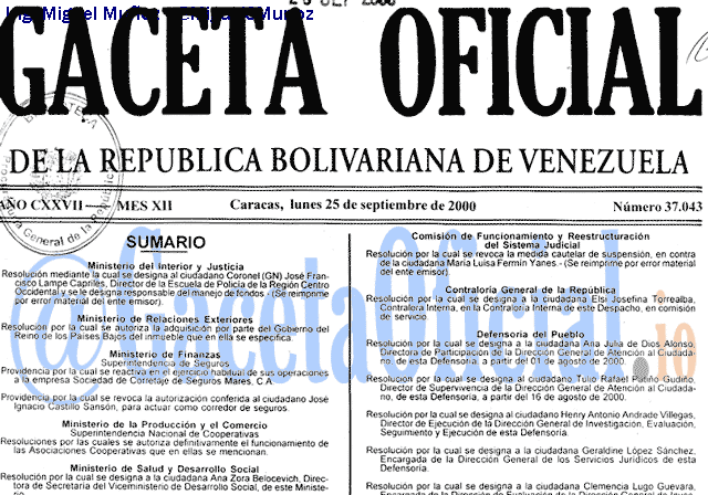 Gaceta Oficial 37043 del 25 Septiembre 2000