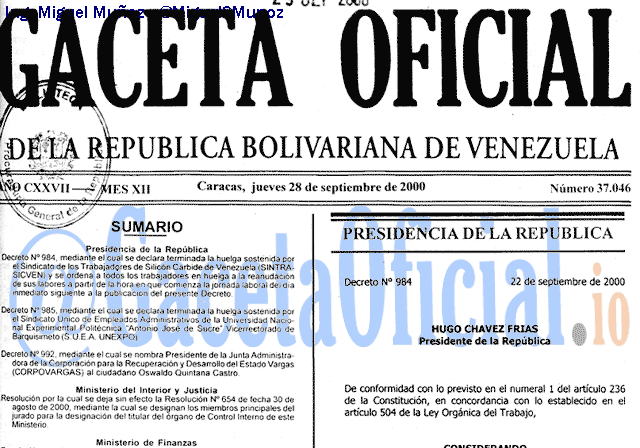 Gaceta Oficial 37046 del 28 Septiembre 2000