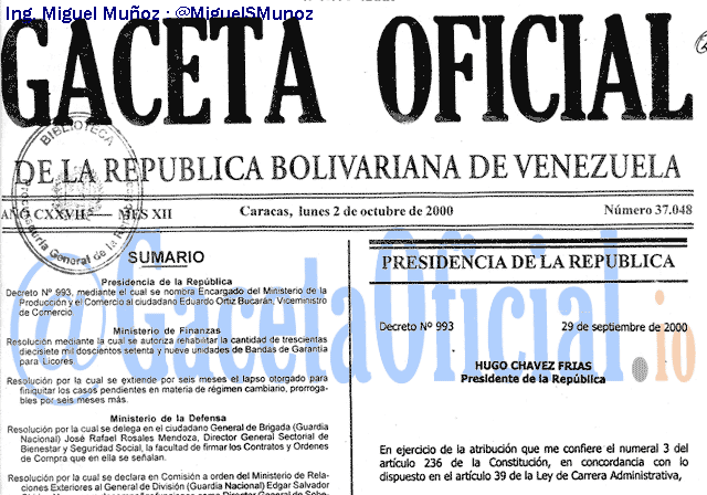 Gaceta Oficial 37048 del 2 Octubre 2000