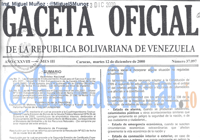 Gaceta Oficial 37097 del 12 Diciembre 2000