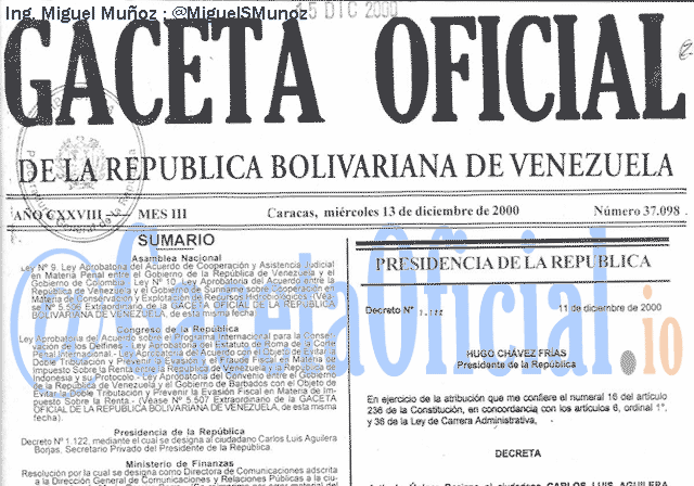 Gaceta Oficial 37098 del 13 Diciembre 2000