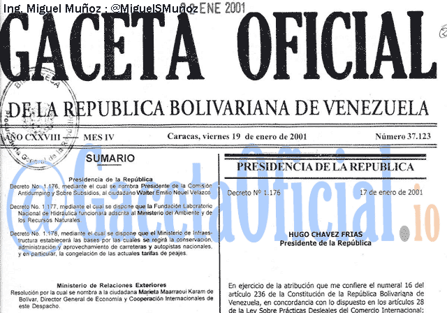 Gaceta Oficial 37123 del 19 Enero 2001
