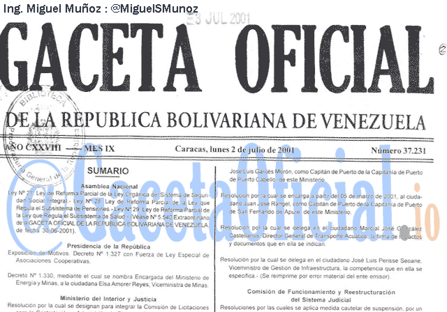 Gaceta Oficial 37231 del 2 Julio 2001
