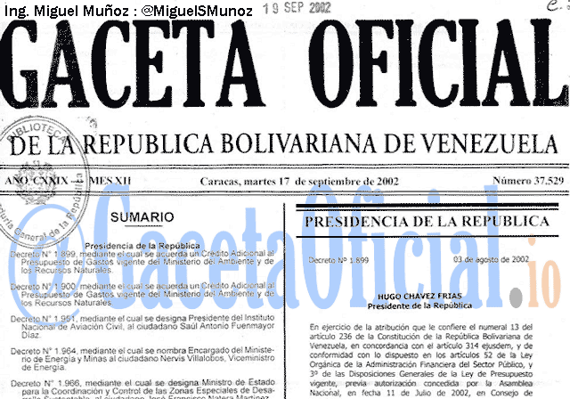 Gaceta Oficial 37529 del 17 Septiembre 2002