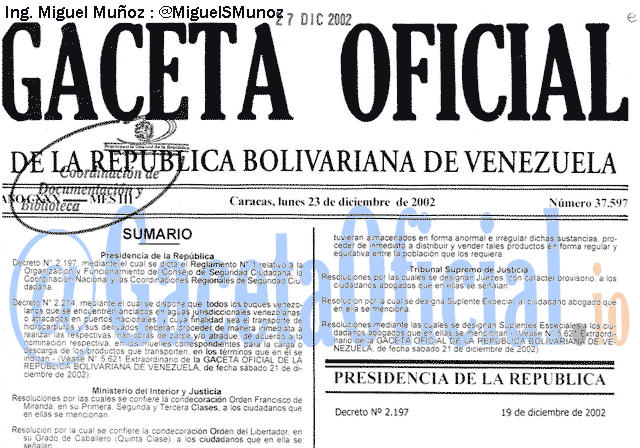 Gaceta Oficial 37597 del 23 Diciembre 2002