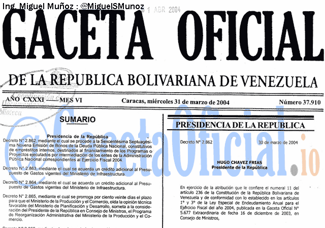 Gaceta Oficial 37910 del 31 Marzo 2004