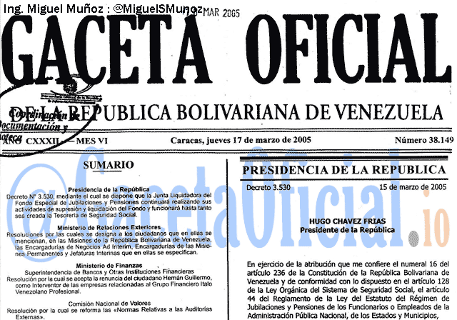 Gaceta Oficial 38149 del 17 Marzo 2005