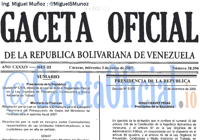 Gaceta Oficial 38596 del 3 Enero 2007