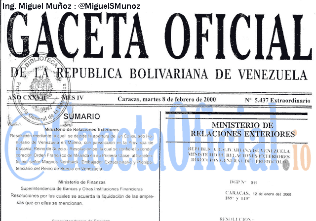 Gaceta Oficial 5437 del 8 Febrero 2000