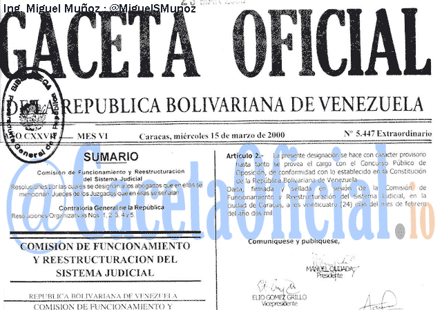 Gaceta Oficial 5447 del 15 Marzo 2000
