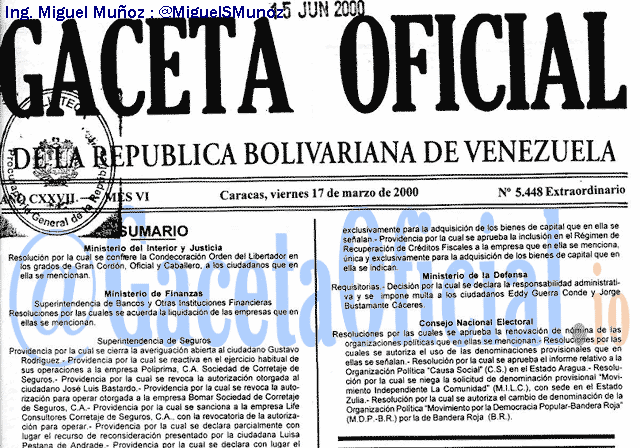 Gaceta Oficial 5448 del 17 Marzo 2000