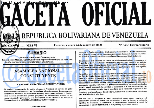 Gaceta Oficial 5453 del 24 Marzo 2000