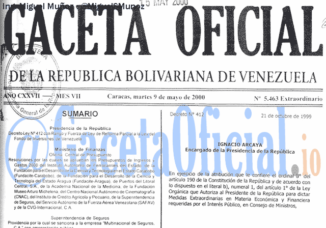 Gaceta Oficial 5463 del 9 Mayo 2000