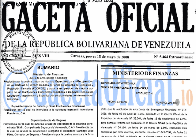 Gaceta Oficial 5464 del 18 Mayo 2000