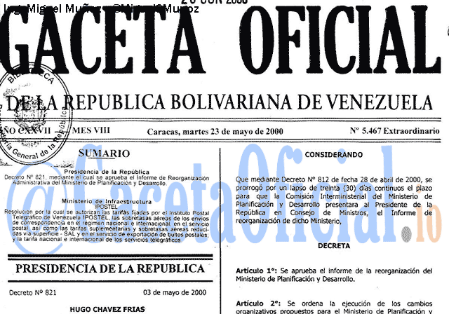Gaceta Oficial 5467 del 23 Mayo 2000