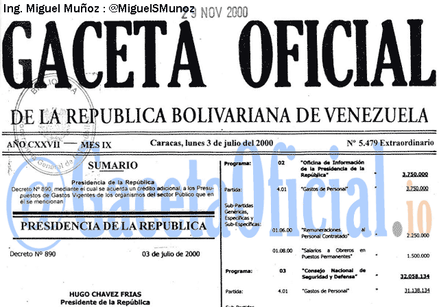Gaceta Oficial 5479 del 3 Julio 2000