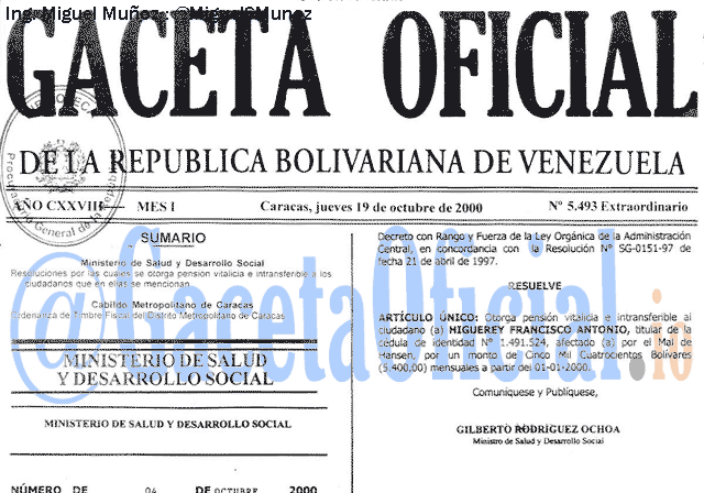 Gaceta Oficial 5493 del 19 Octubre 2000