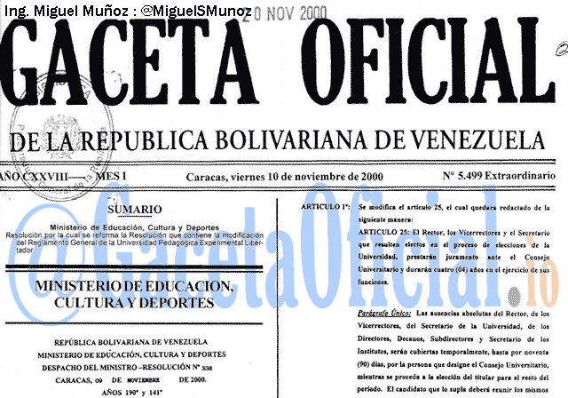 Gaceta Oficial 5499 del 10 Noviembre 2000