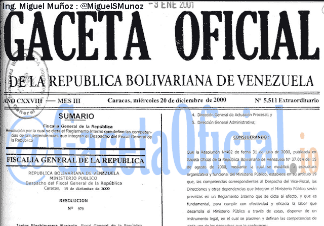 Gaceta Oficial 5511 del 20 Diciembre 2000