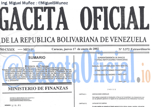 Gaceta Oficial 5572 del 17 Enero 2002