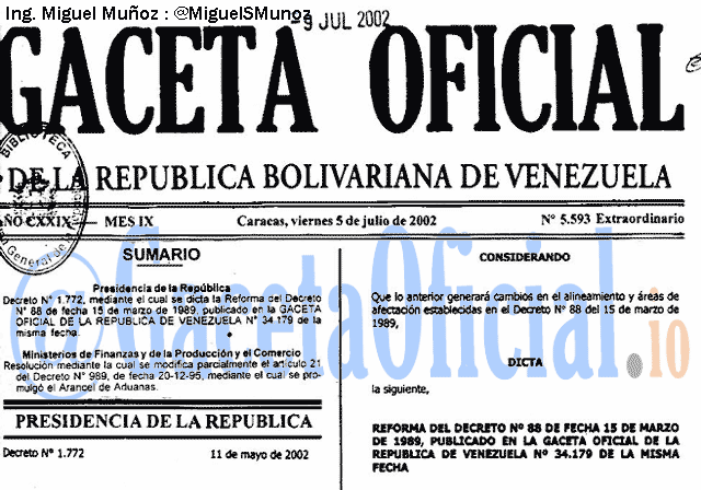 Gaceta Oficial 5593 del 5 Julio 2002