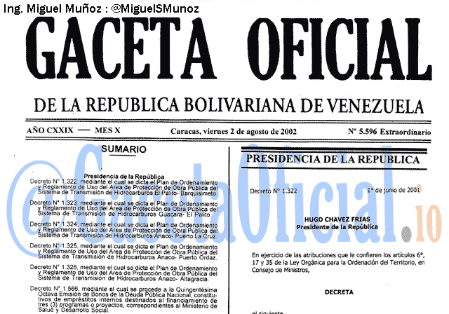 Gaceta Oficial 5596 del 2 Agosto 2002