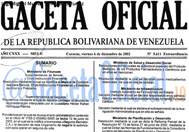 Gaceta Oficial 5611 del 6 Diciembre 2002