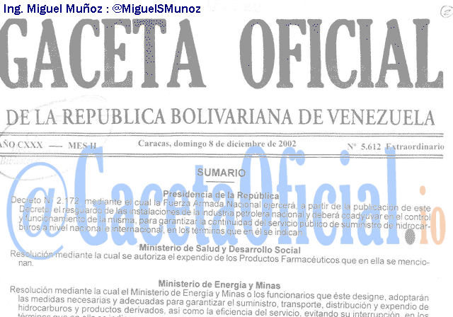 Gaceta Oficial 5612 del 8 Diciembre 2002