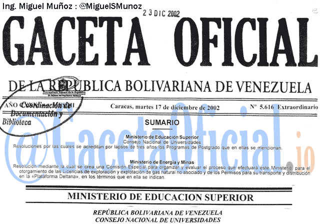Gaceta Oficial 5616 del 17 Diciembre 2002