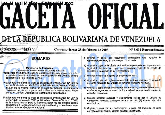 Gaceta Oficial 5632 del 28 Febrero 2003