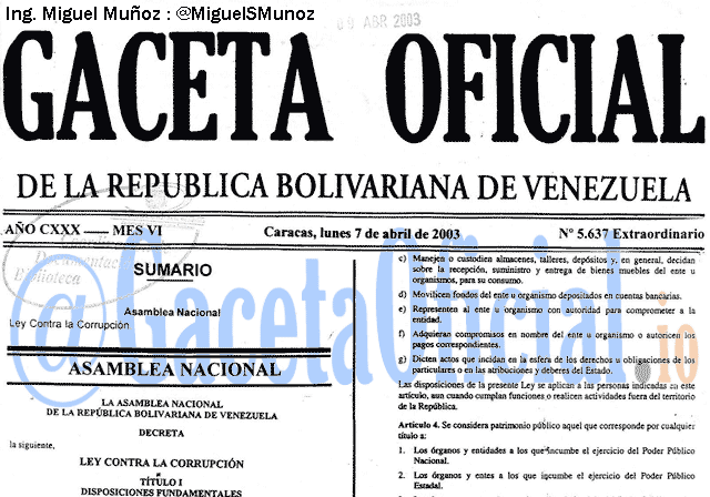 Gaceta Oficial 5637 del 7 Abril 2003