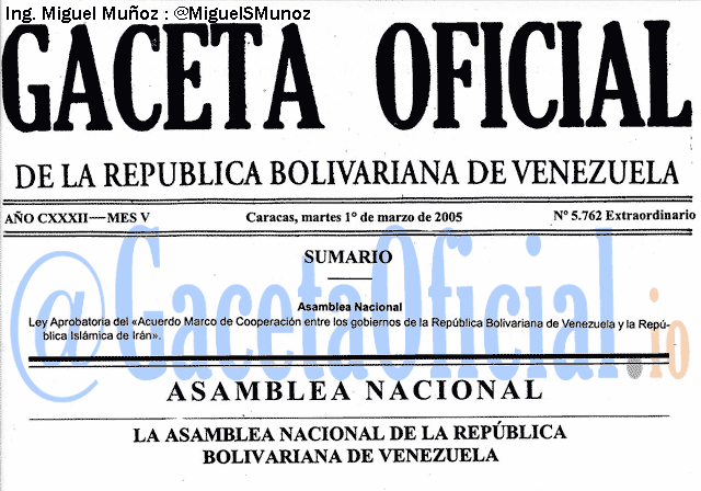 Gaceta Oficial 5762 del 1 Marzo 2005